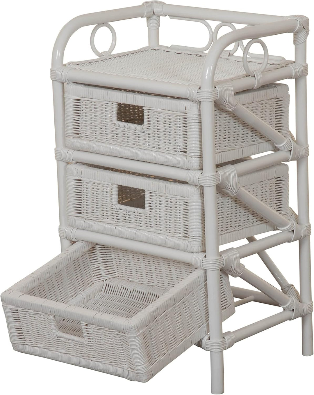 korb.outlet Rattan-Kommode mit Schubladen Badregal Korb Regal Schubfächer aus echtem Rattan 46 cm br