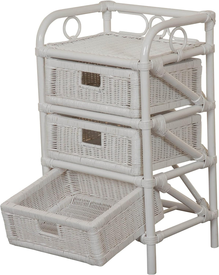 korb.outlet Rattan-Kommode mit Schubladen Badregal Korb Regal Schubfächer aus echtem Rattan 46 cm br
