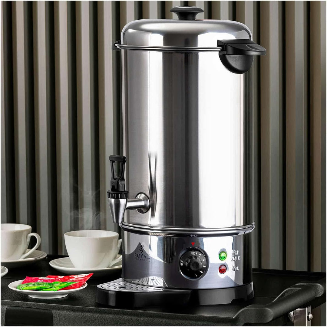 Royal Catering RCWK 10A Glühweinkocher Heissgetränkeautomat 10 L - 11,5 L 1600 W Edelstahl Abtropfsc