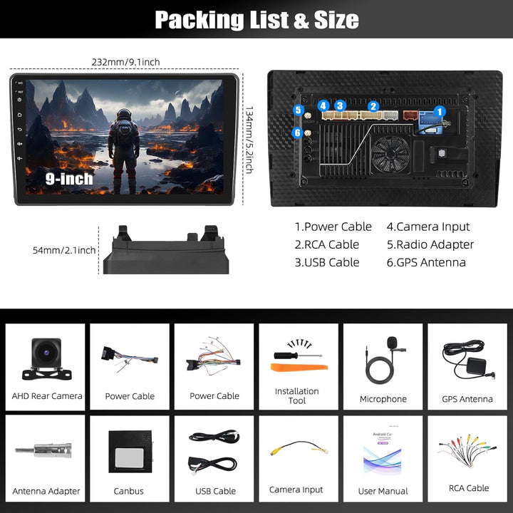 CAMECHO 8-Kern Android 15 Qualcomm 4+64G Autoradio für Ford Fiesta Focus Transit Connect Kuga Mondeo