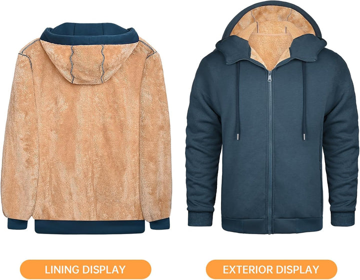 Xnova Sweatjacke Herren Fleecejacke Kapuzenpullover Zipper Hoodie Casual Bequemes und Warmes Übergan