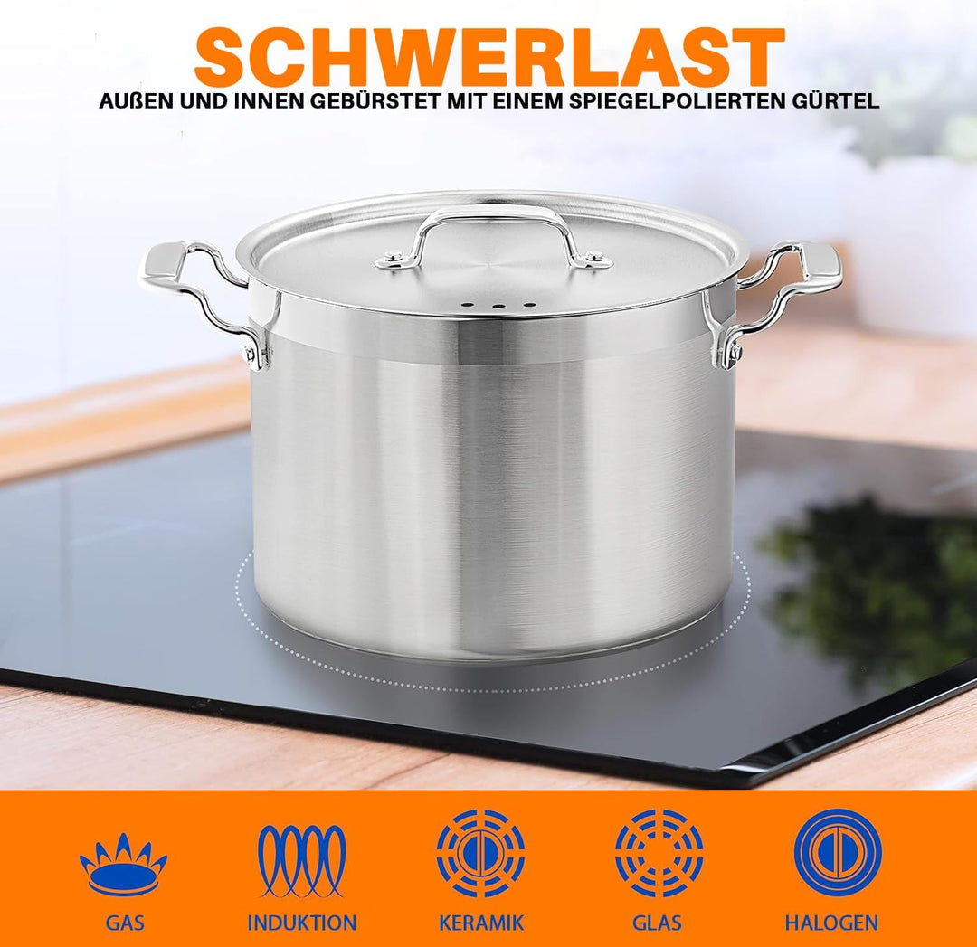 NutriChef Kochtopf Gross, 11L- Ø 28cm, Suppentopf Edelstahl Induktion für Alle Herdarten Geeignet, S