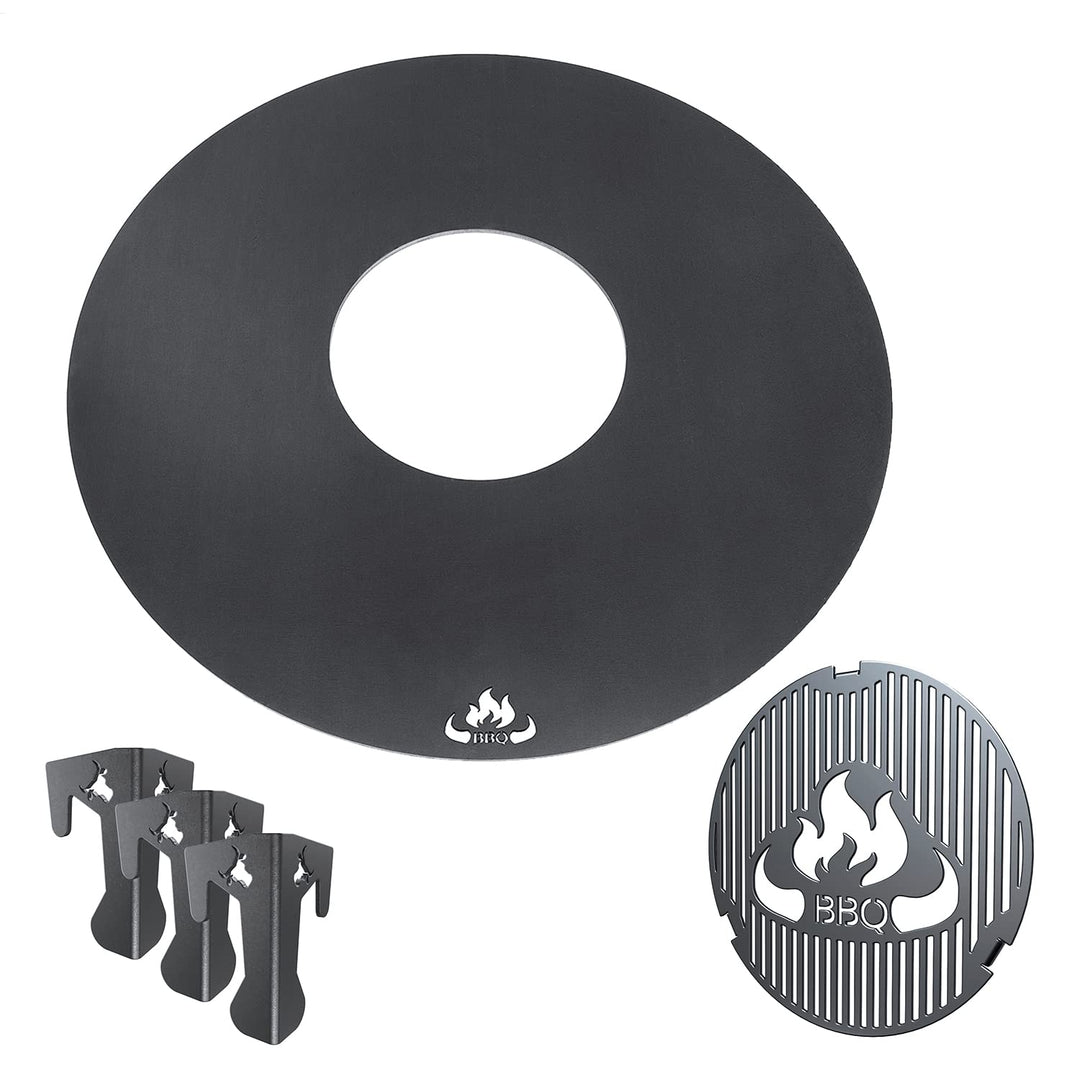 teileplus24 FR09 Grillmeister Set | 3-teilig | Grillring 80 cm + Grilleinsatz ø 20cm + Abstandhalter