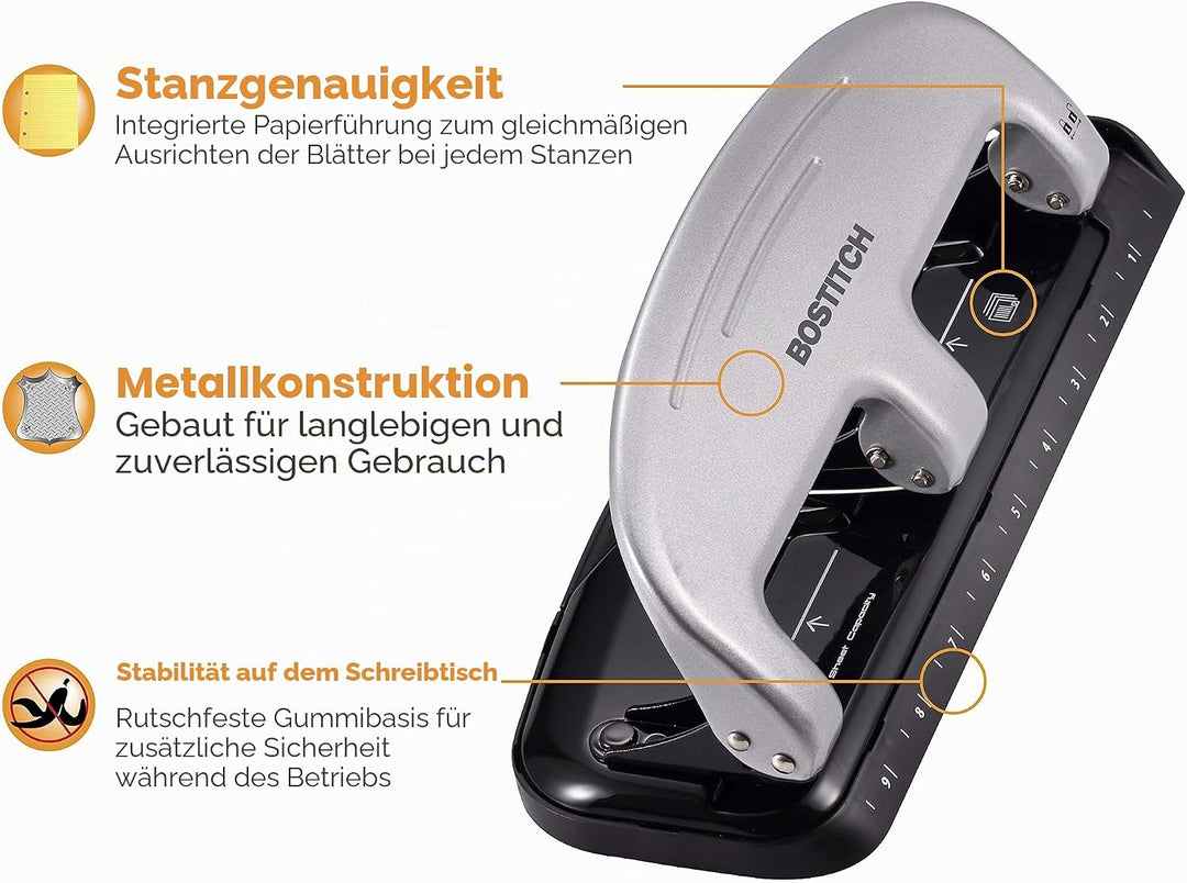 PaperPro 2220 Locher, 3-Loch, 20-Blatt-Kapazität 20 Blatt Small (1-24) grau, 20 Blatt