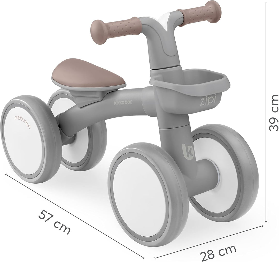 KikkaBoo ZIPI Fahrrad Ohne Pedale, Laufrad mit Korb, Einstellbar, Kinderspielzeug, Baby-Geschenk Gra