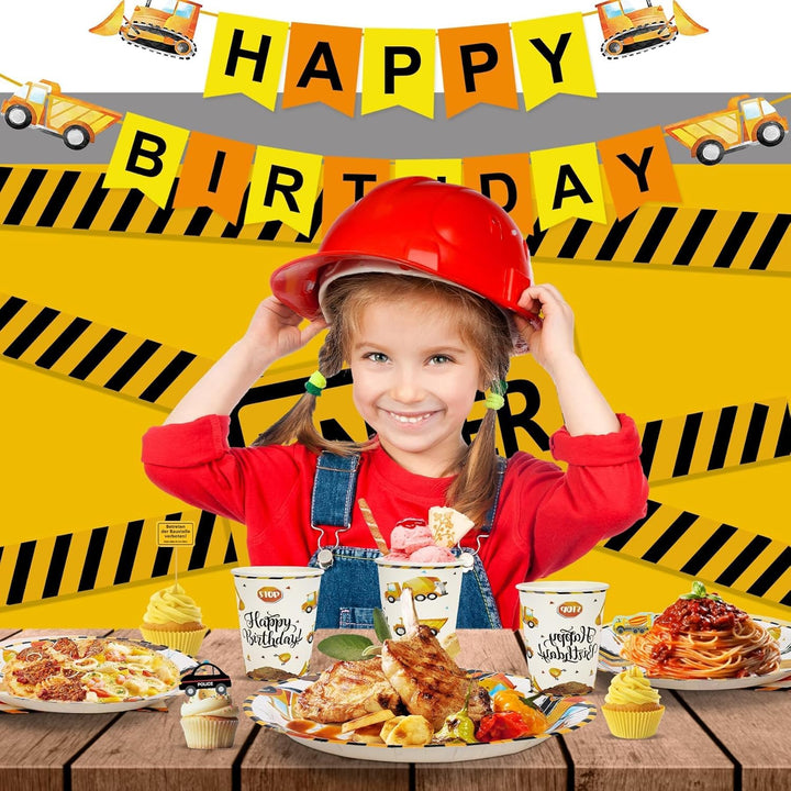 Baustelle Partygeschirr Geburtstag, 80 Stück für 20 Gäste Bagger Geburtstag Deko Partygeschirr Bagge