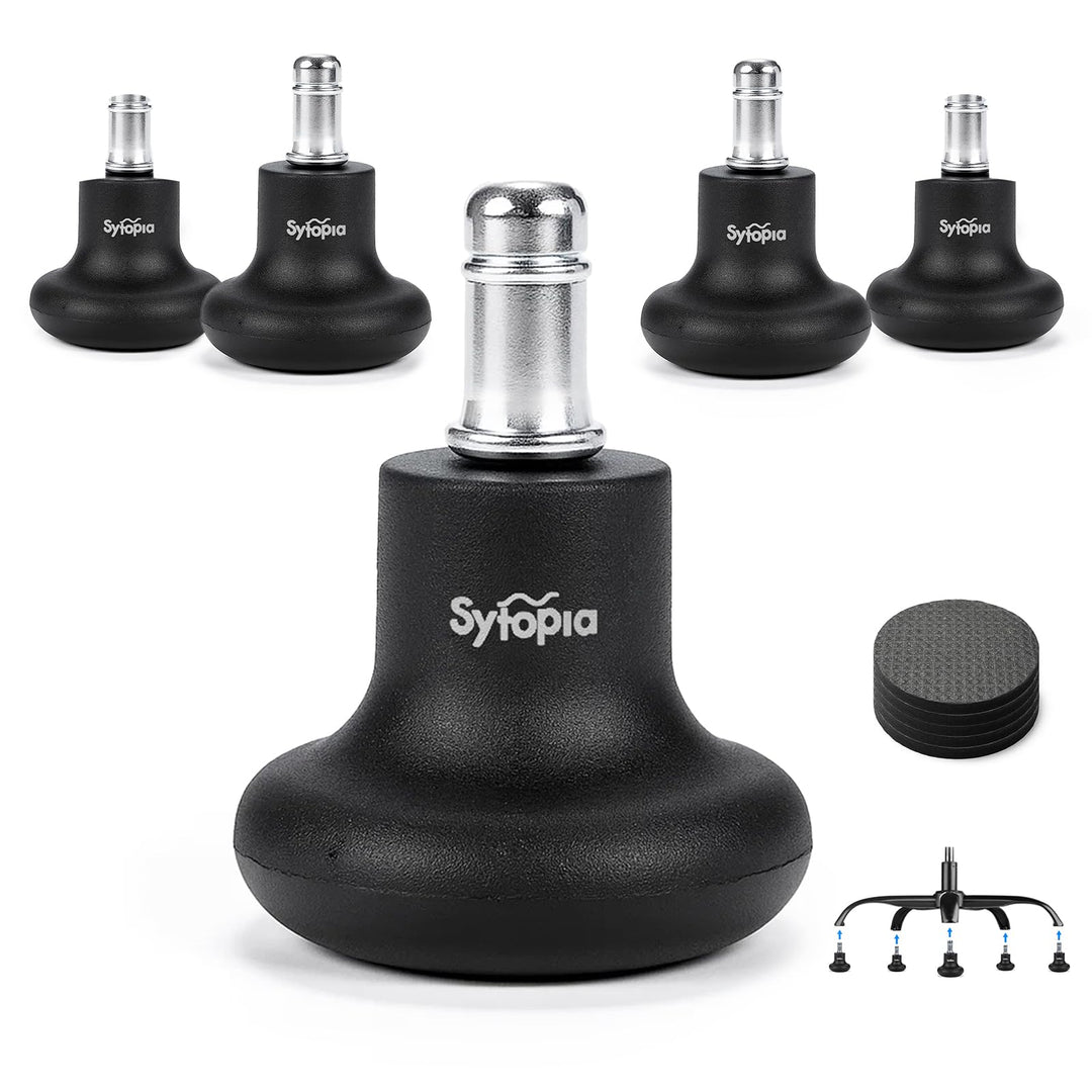 Sytopia 5 Stück Bodengleiter 2 Zoll, Höhe 6,5cm, mit Filzpads, Ersatz für Bürostuhl Rollen, Stuhlgle