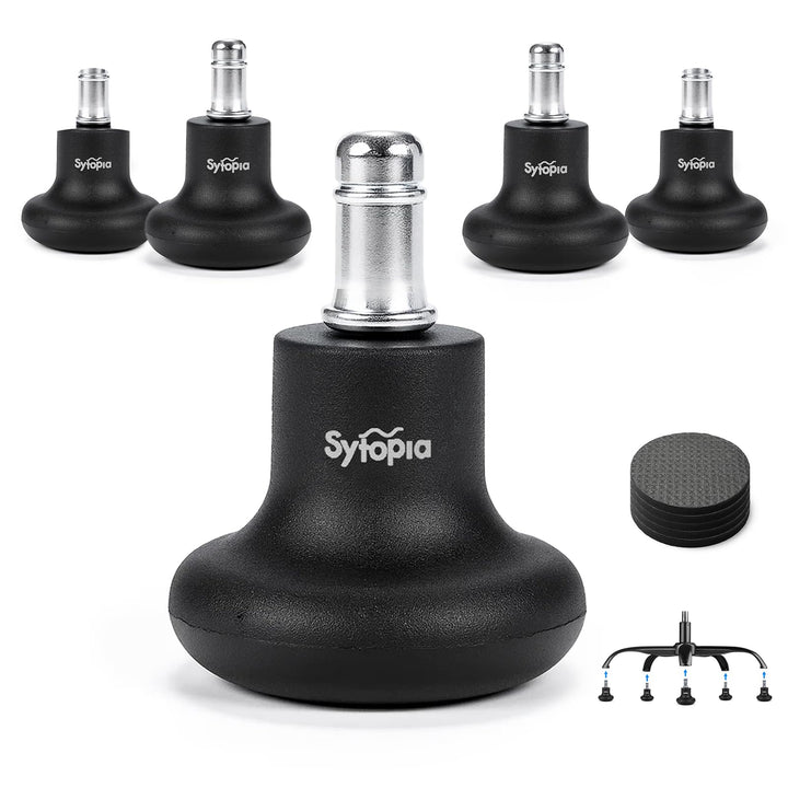 Sytopia 5 Stück Bodengleiter 2 Zoll, Höhe 6,5cm, mit Filzpads, Ersatz für Bürostuhl Rollen, Stuhlgle