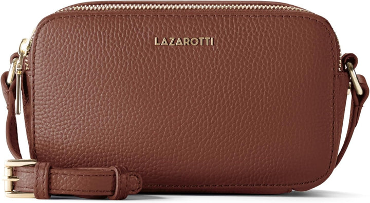 Lazarotti Bologna Leder Umhängetasche Damen | 2 Hauptfächer &amp; längenverstellbarer Schulterriemen | m