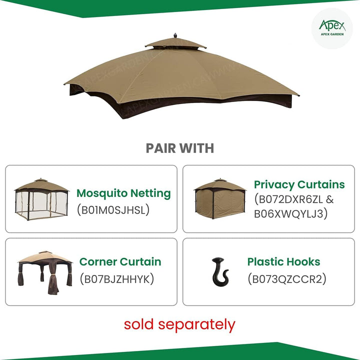 APEX GARDEN Ersatz-Baldachin für Lowe's Allen Roth 10X12 Pavillon #GF-12S004B-1 beige, beige