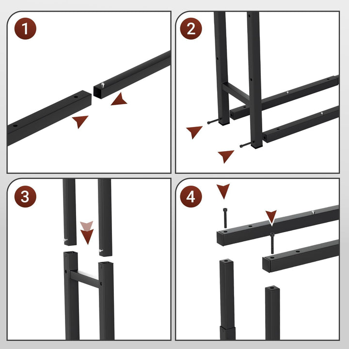 Verstellbare Kaminholzregal, 9 Grössen Einstellbar, Brennholz Holzhalter mit 4 Haken, Kaminholzständ