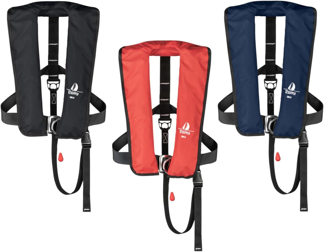 12skipper Automatik Rettungsweste ISO 300N mit Harness, Schwimmweste rot, rot