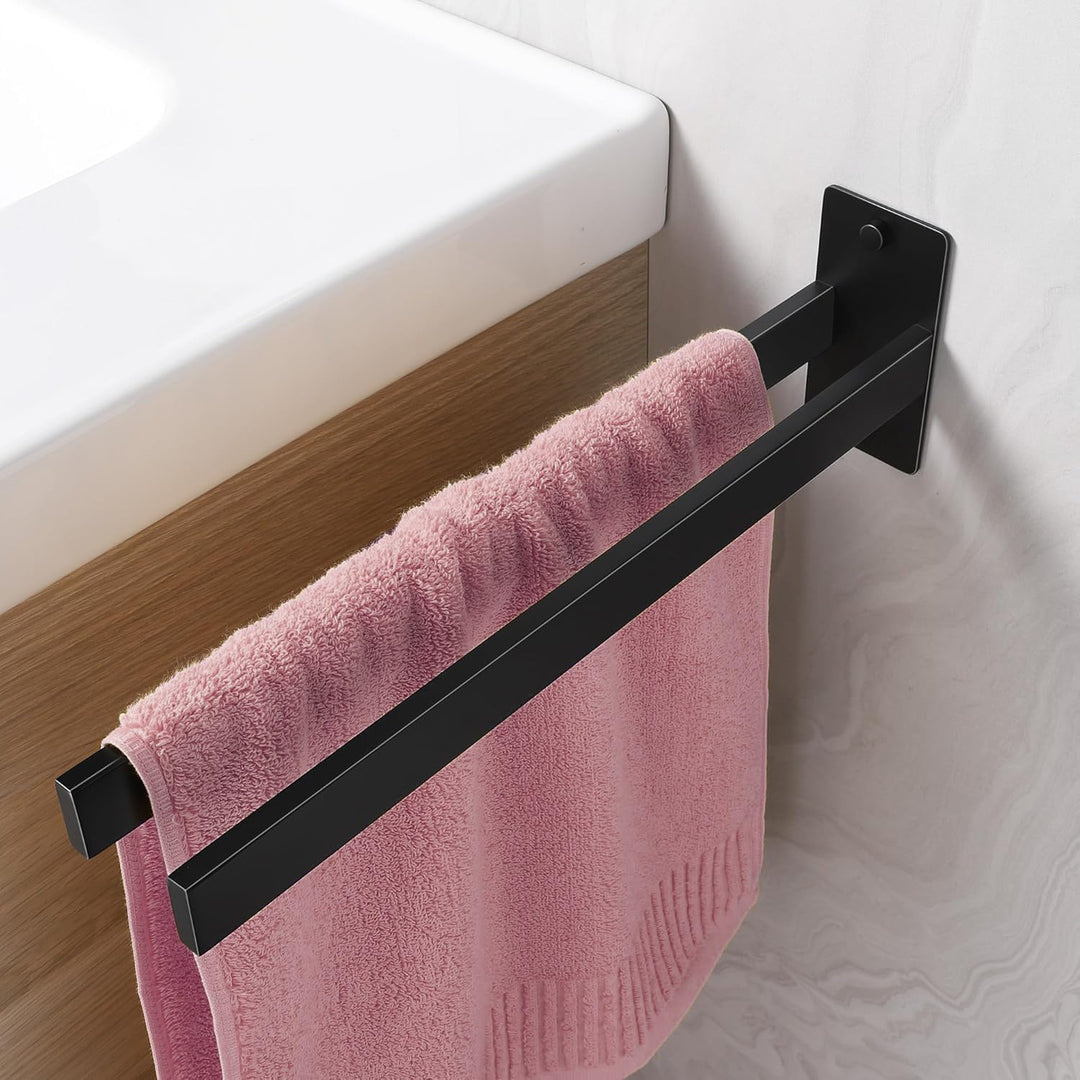 Handtuchhalter Bohren Eckig Handtuchstange Badezimmer Wandmontierter 2 in 1 Handtuchhalter Zweiarmig