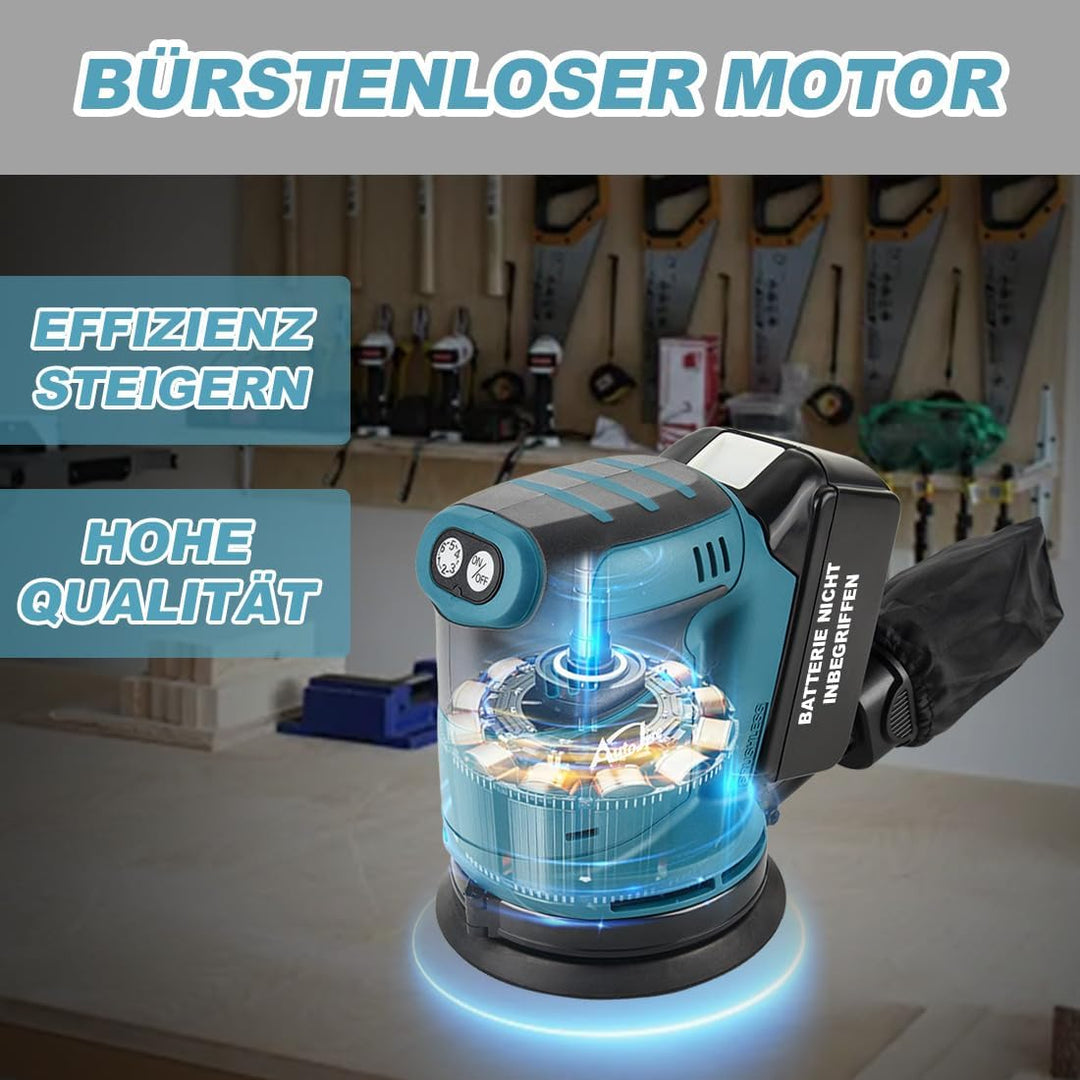 Bürstenloser Exzenterschleifer Kompatibel mit Makita 18V Batterie 6 Leistungsstufe Exenterschleifmas