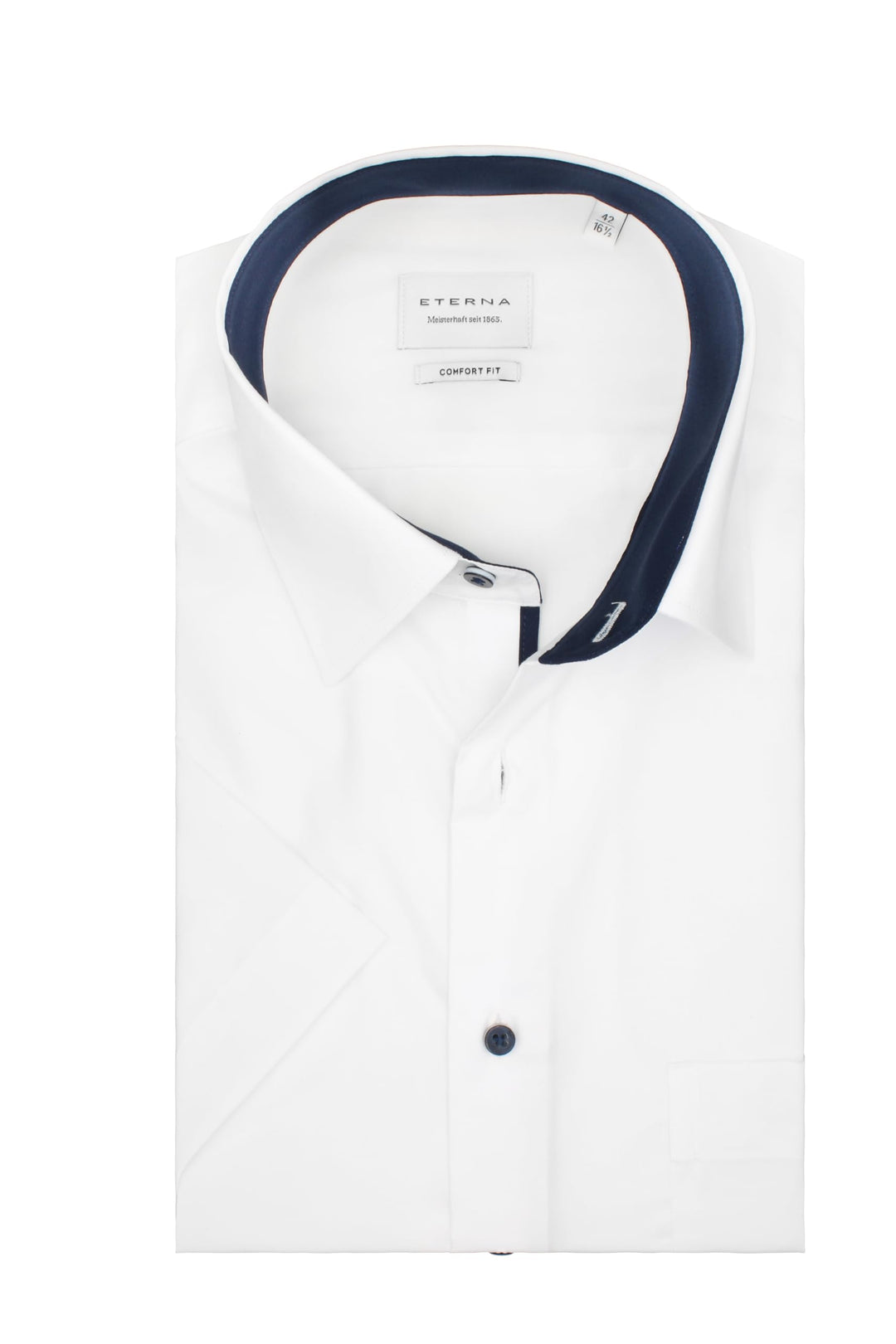 ETERNA Herren Businesshemd Kurzarm Comfort FIT | Uni | Bügelfrei | Kent Kragen 40 Weiss(-00-), 40 We