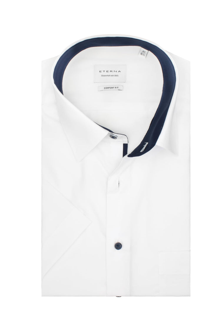 ETERNA Herren Businesshemd Kurzarm Comfort FIT | Uni | Bügelfrei | Kent Kragen 40 Weiss(-00-), 40 We
