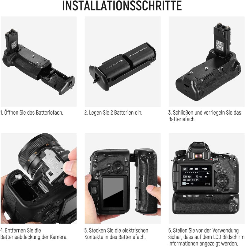 NEEWER BG-E21 Batteriegriff Ersatz, kompatibel mit Canon 6D Mark II DSLR Kamera, vertikaler Batterie