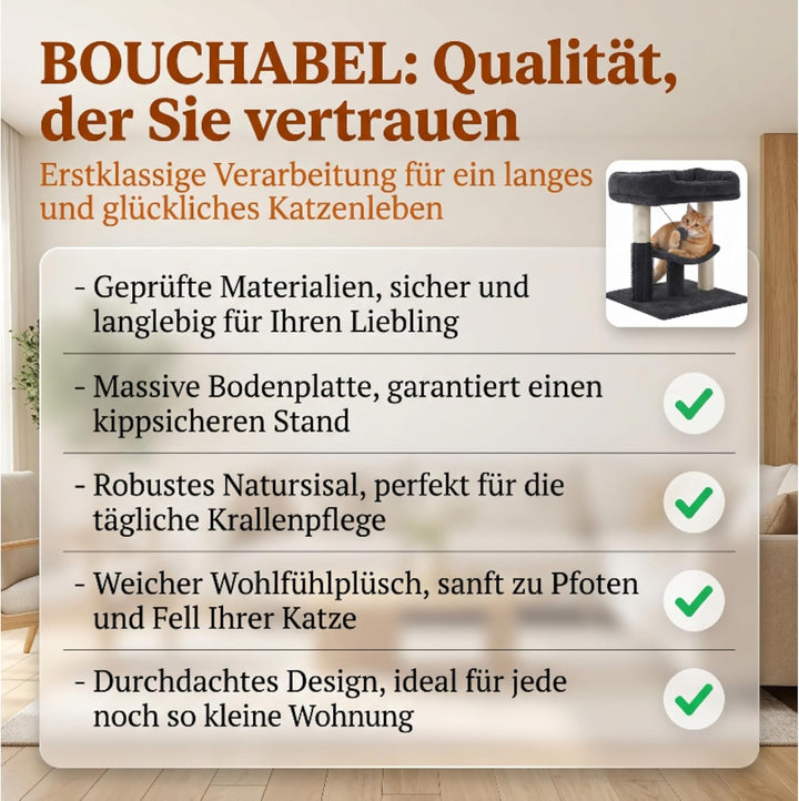 Kleiner Kratzbaum kompakt 49 cm – Katzenkratzbaum klein für Jede Wohnung | Katzenkratzbaum mit Sisal