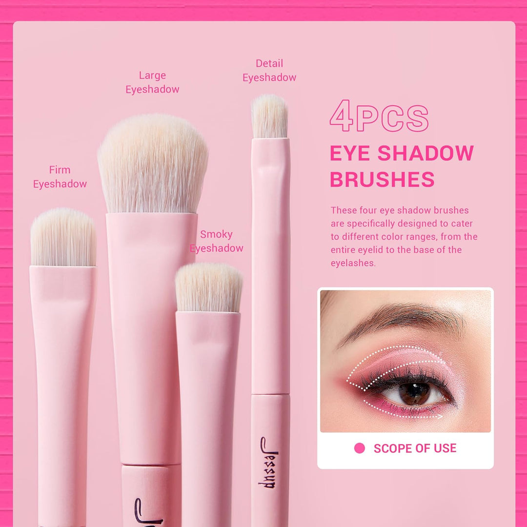 Jessup Pinselset Makeup Augenpinsel Lidschattenpinsel Lidschatten Pinsel Set 10tlg rosa Augen Make u