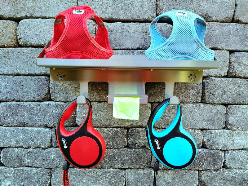 HL-Perfektion-in-Edelstahl Hundegarderobe mit Ablage für Hund Katze Leinenhalter Edelstahl Halsband
