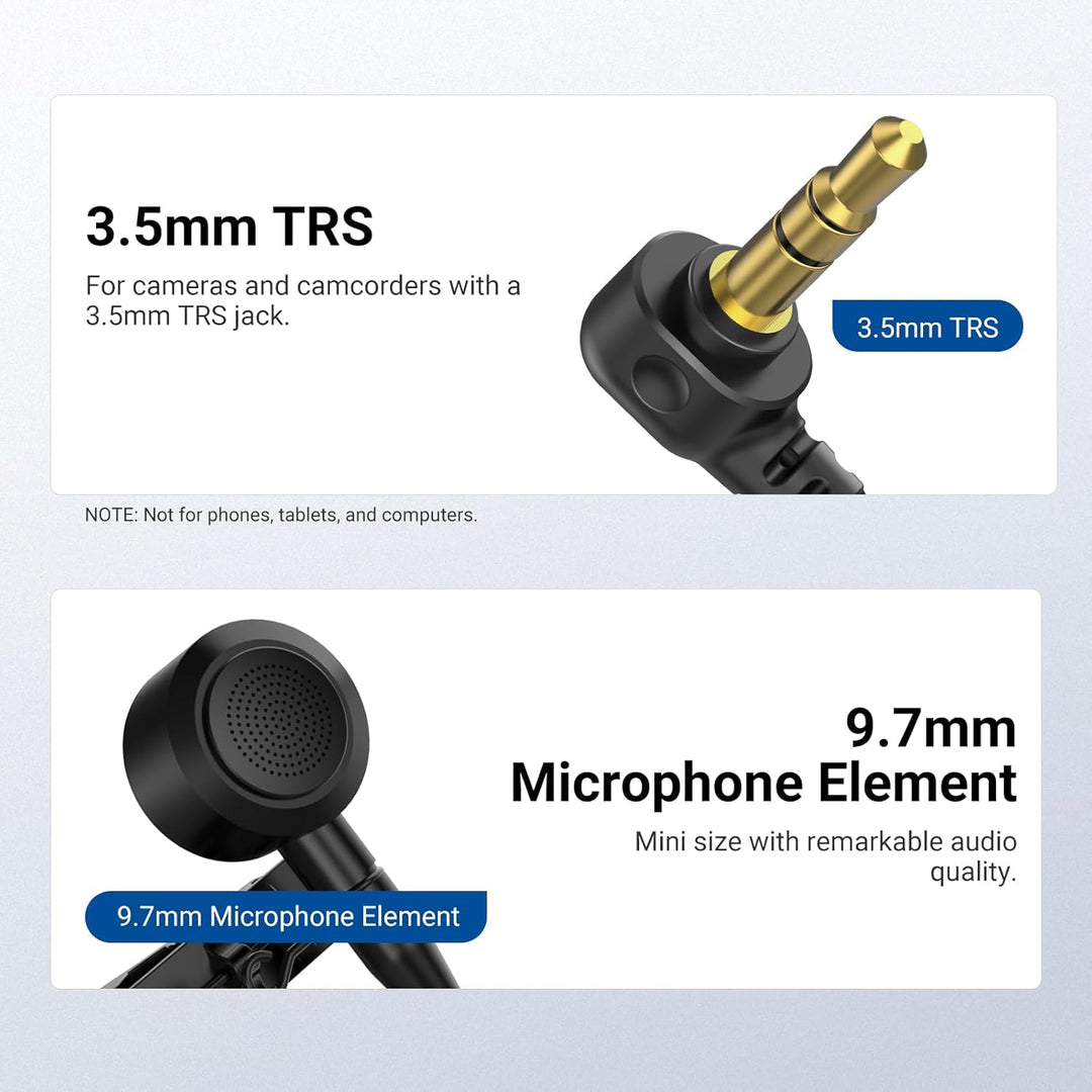 NEEWER Lavalier Mikrofon ø9,7mm (2er Pack), 3,5mm TRS Wired Ansteckmikrofon, omnidirektionales Konde