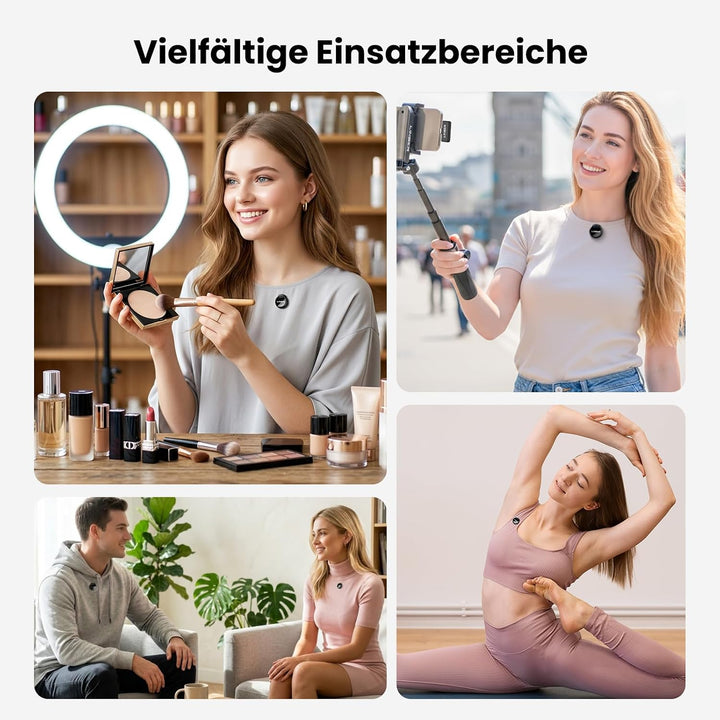 Drahtloses Ansteckmikrofon für iPhone, magnetisches Mini-Mikrofon | KI-Geräuschunterdrückung, Plug &amp;