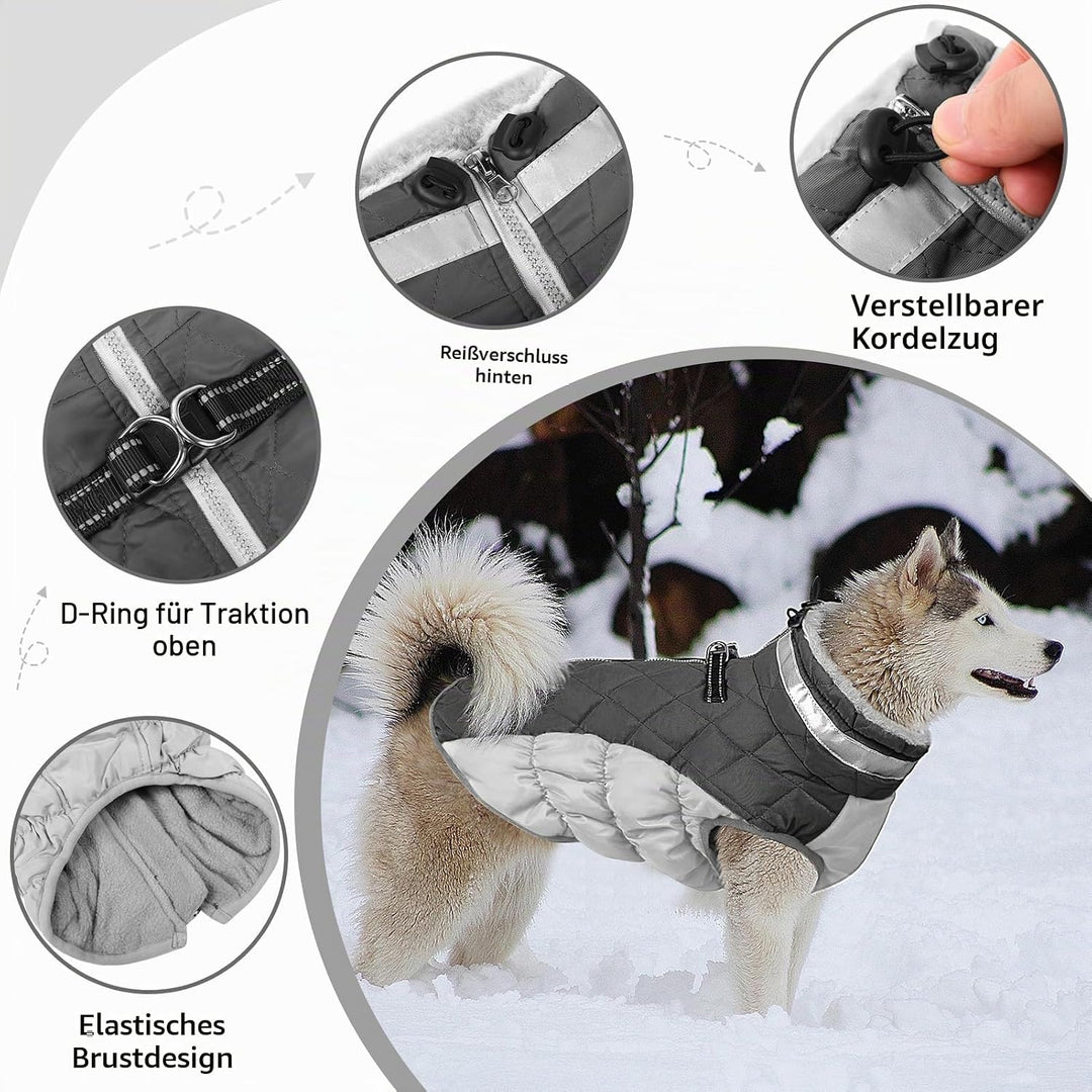 Hundemantel Winter,Hundemantel Grosse Hunde,Hundejacke mit Geschirr, Wasserdicht Wintermantel Hund m