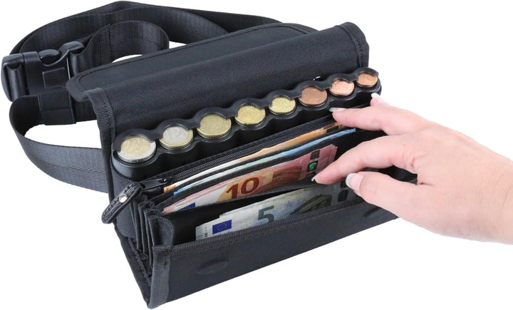 Monepass - Wallet_Premium Kellnerbörse/Kellnertashe mit Abs Schwarz Münzsortierer, speziell für Prof