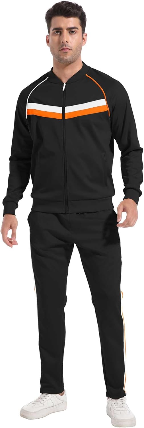 W JIANWANG Herren Jogginganzug Trainingsanzug Sportanzug Fussball Sporthose für Gym Tracksuit Atmung