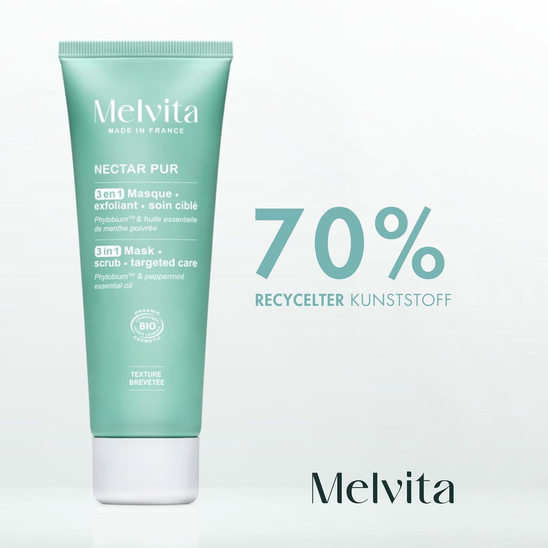 Melvita - 3-in-1 Peeling-Maske - Nectar Pur - Mischhaut bis fettige Haut - "Tonerde-ähnliche" Textur