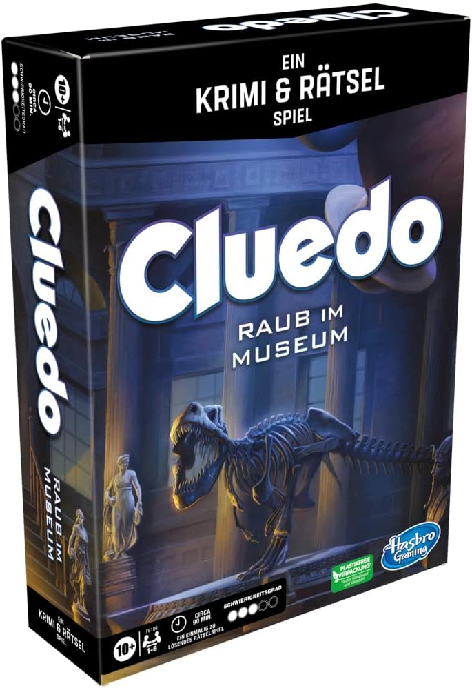 Hasbro Gaming Cluedo Raub im Museum, Krimi- und Rätselspiel mit einem ungeklärten Raub für bis zu 6