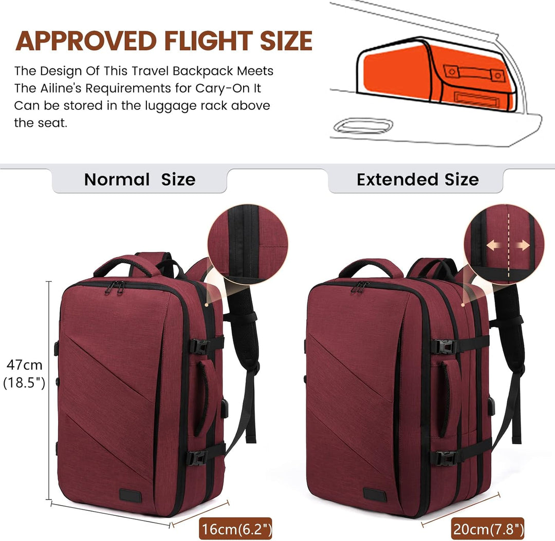 LOVEVOOK Handgepäck Rucksack Flugzeug, 15,6 Zoll Reiserucksack Herren Damen Kofferrucksack mit Lapto