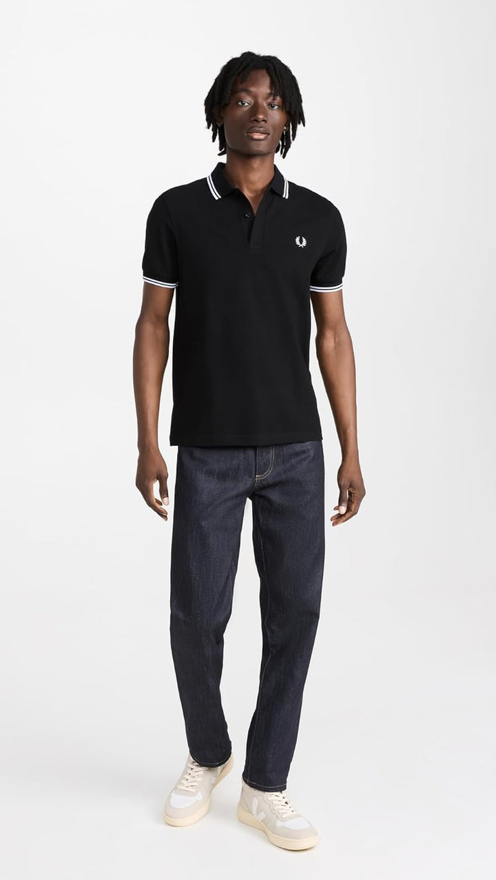 Fred Perry Herren Kurzarm Shirt, S Schwarz
