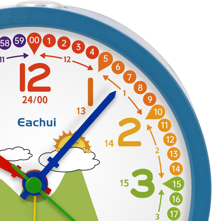 Analog Wecker Kinder ohne Ticken für Jungen und Mädchen - Analog Quarzwecker mit Nachtlicht, Snooze