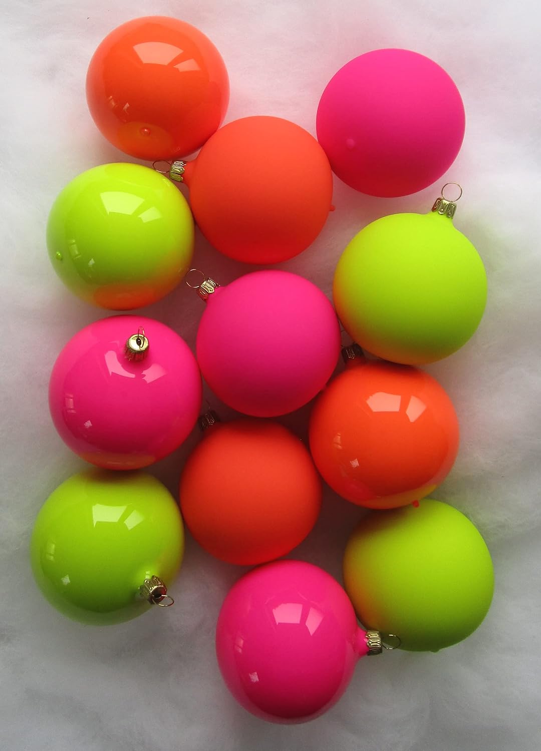 Lichte Thüringer Christbaumschmuck Exclusiv NEON Glaskugeln bunt 8cm Handarbeit Germany 12er Set, Pi