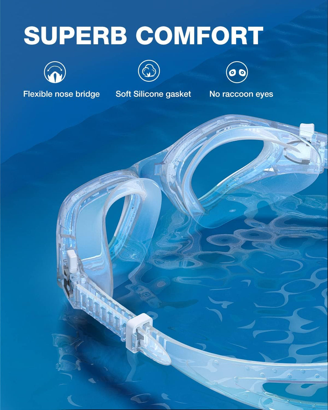 ZIONOR G1 - Polarisierte Schwimmbrille für Unisex und Erwachsene und Damen, beschlagfrei, 100% UV-Sc