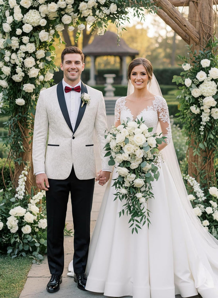 COOFANDY Smokingjacke für Herren, Blumenmuster, luxuriös, Bestickt, Hochzeit, Blazer, Kleid für Part