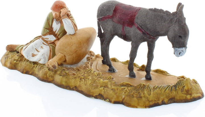 Moranduzzo Ruhender Alter Hirte mit Esel – Maximale Höhe 5,6 cm – Massstab 1:20 – Standard 10 – Hand