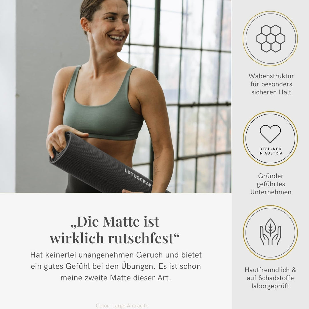 Lotuscrafts Yogamatte Mudra Studio XL [5mm Dicke] - Hautfreundlich & Schadstoffgeprüft - für Anfänge