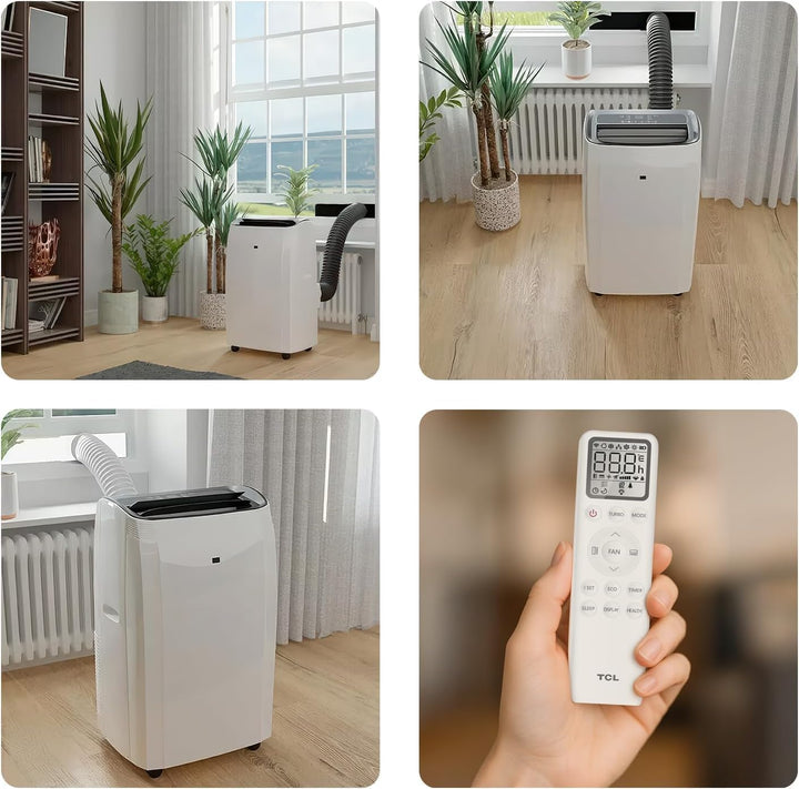 TCL Mobile Klimaanlage 9000 BTU TAC-09CPB/NZWHE Kühlen, Heizen, Entfeuchten, 24h-Timer, inkl. Abluft