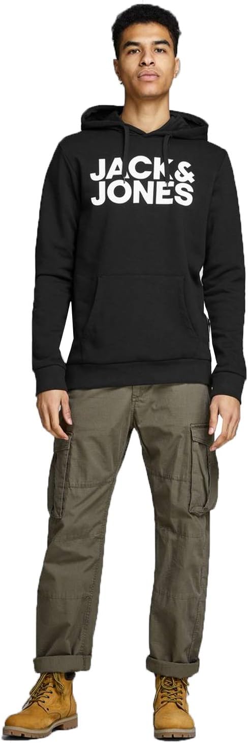 JACK & JONES Male Kapuzenpullover Logo Kapuzenpullover XL Schwarz, XL Schwarz