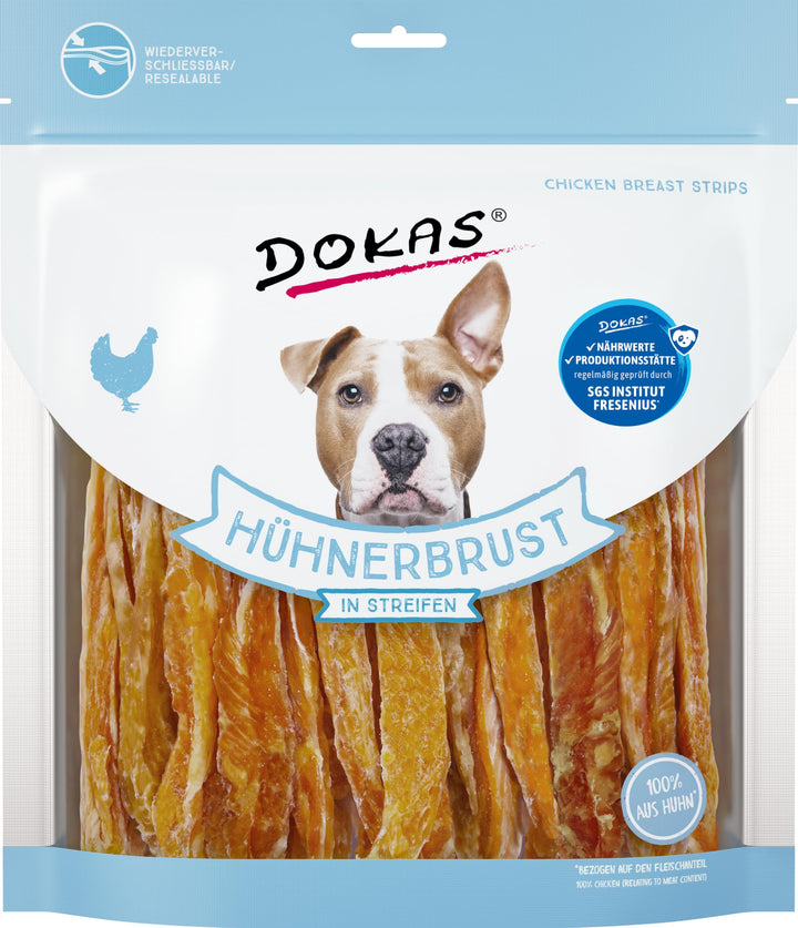 DOKAS Getreidefreier Premium Snack in Streifen für Hunde – Ideal für zwischendurch 5 x 500g