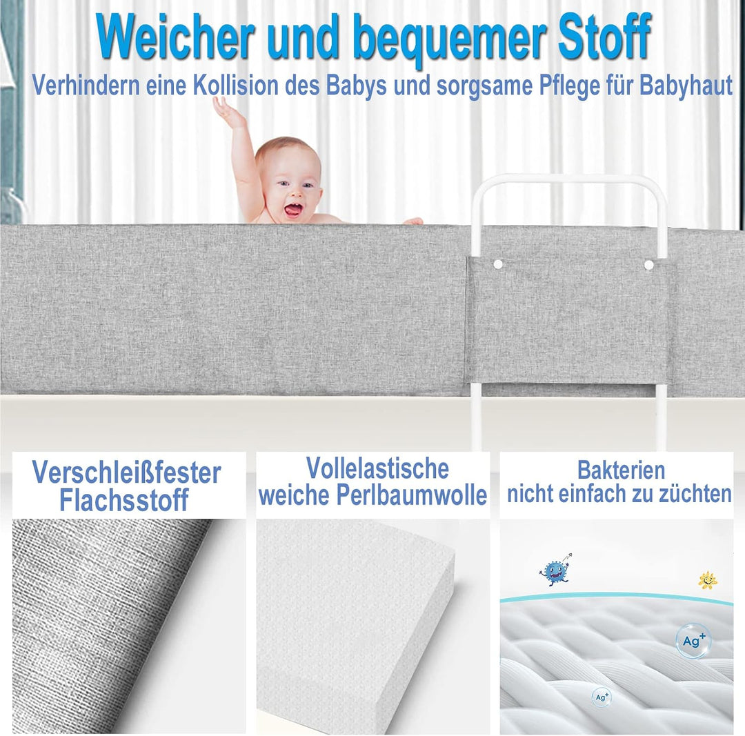 YRHome 100cm Bettgitter Bettschutzgitter Rausfallschutz für Kinder Höhenverstellbar DIY Verformbar B