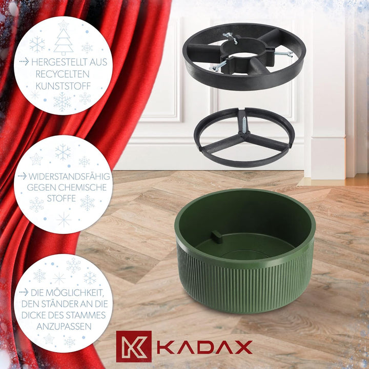 KADAX Weihnachtsbaumständer, Christbaumständer aus recycelten Kunststoff, Tannenbaumständer für eine