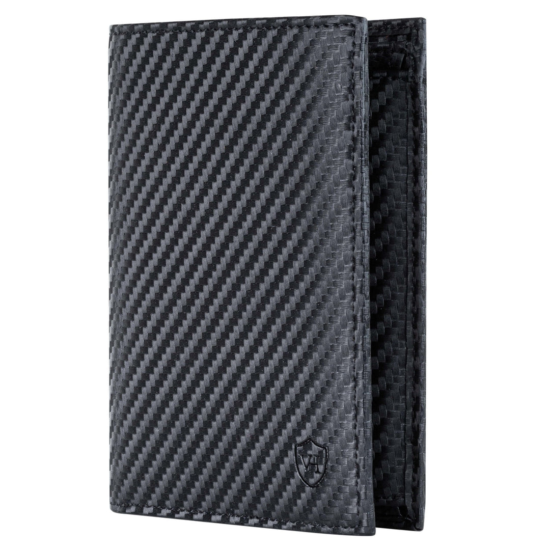 VON HEESEN® Geldbörse Herren & Damen (Carbon-Schwarz, MIT MÜNZFACH) Schwarz Carbon MIT XL MÜNZFACH,