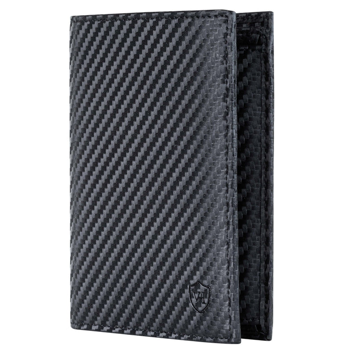 VON HEESEN® Geldbörse Herren & Damen (Carbon-Schwarz, MIT MÜNZFACH) Schwarz Carbon MIT XL MÜNZFACH,