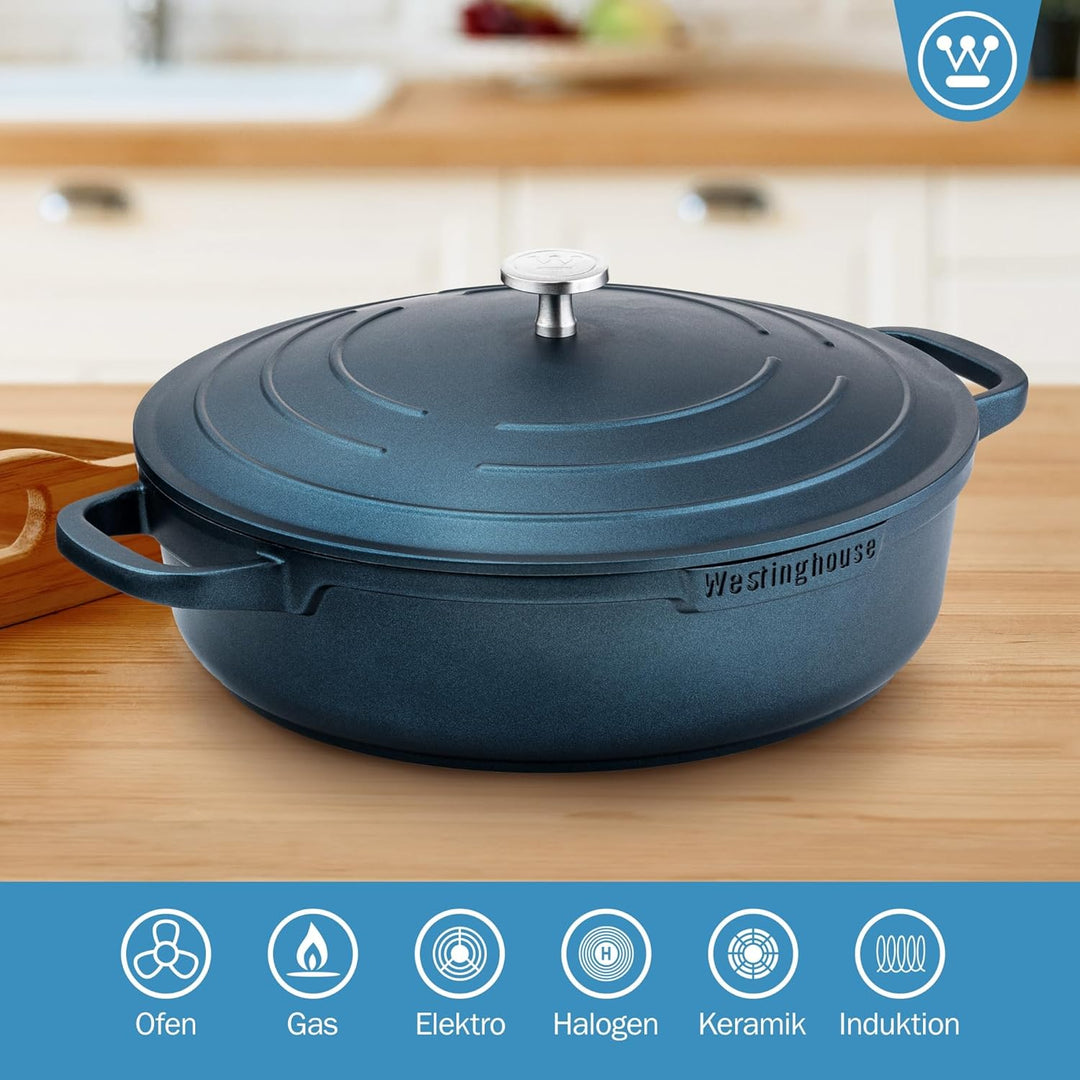 Westinghouse PERFORMANCE SERIES Schmorpfanne mit Deckel, Grosse Bratpfanne 32 cm für Induktion & all