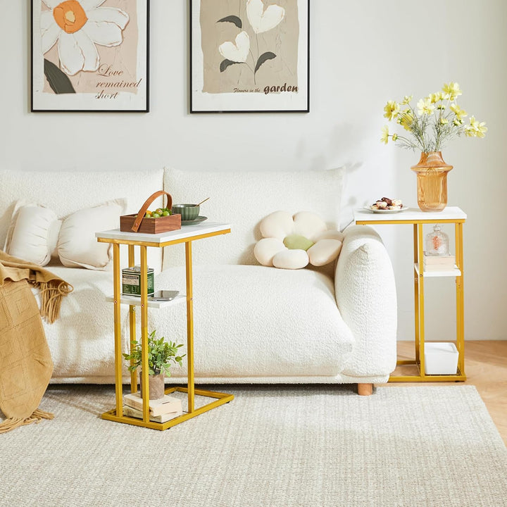 YMYNY Beistelltisch Kaffeetisch C-Form, Eleganter Kleiner Sofatisch, Industrie-Design, Sofatisch 40