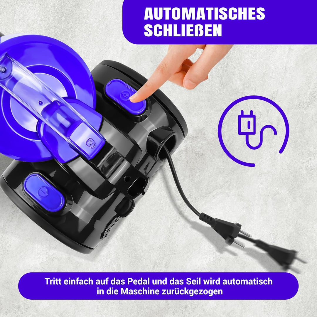 Beutelloser Staubsauger ohne Beutel,1000W Bodenstaubsauger, starke Saugleistung, langes Kabel, Fugen