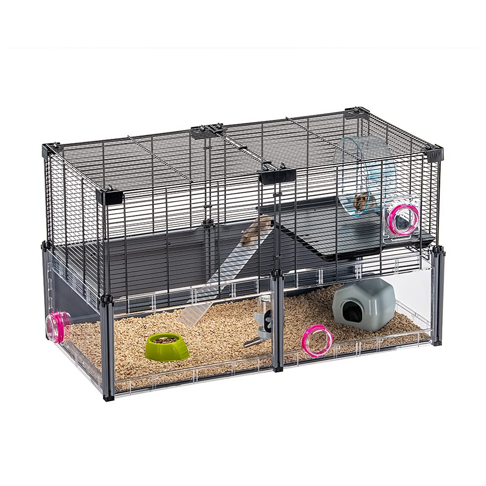 FERPLAST - Grosser Hamsterkäfig - Mauskäfig & Hamsterhaus - Metallgitter - mit Zubehör - Modular - M